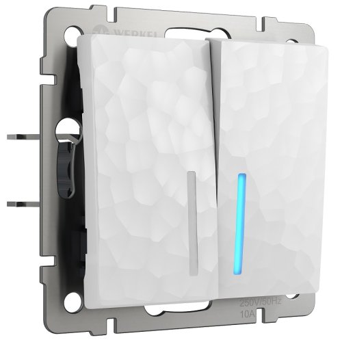 Выключатель с подсветкой без рамки Werkel Hammer 2-кл. белый фото Выключатель с подсветкой без рамки Werkel Hammer 2-кл. белый картинка